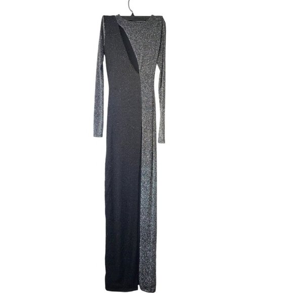 Naked Wardrobe Colorblock Cutout Long Sleeve Maxi Dress In Black X-Small - Picture 2 of 7